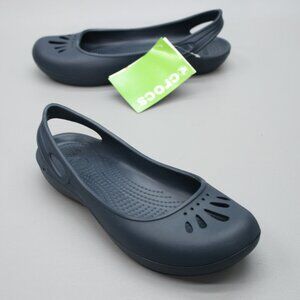 Crocs Ladies 9 Thea Woman Navy Blue Flats Slip-on Ballet Loafers Shoes 11701-410